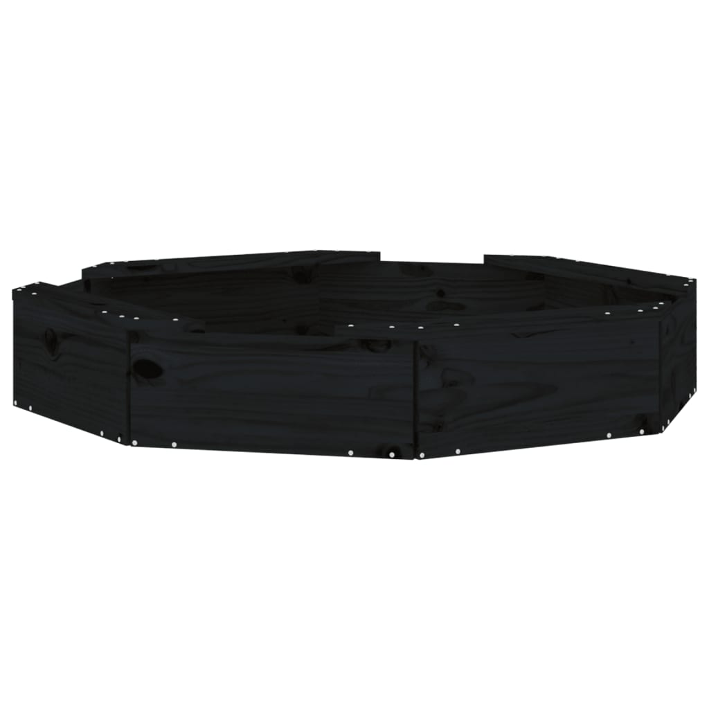 vidaXL Cutie de nisip cu scaune octogonale, negru, lemn masiv de pin vidaXL Cutie de nisip cu scaune octogonale, negru, lemn masiv de pin