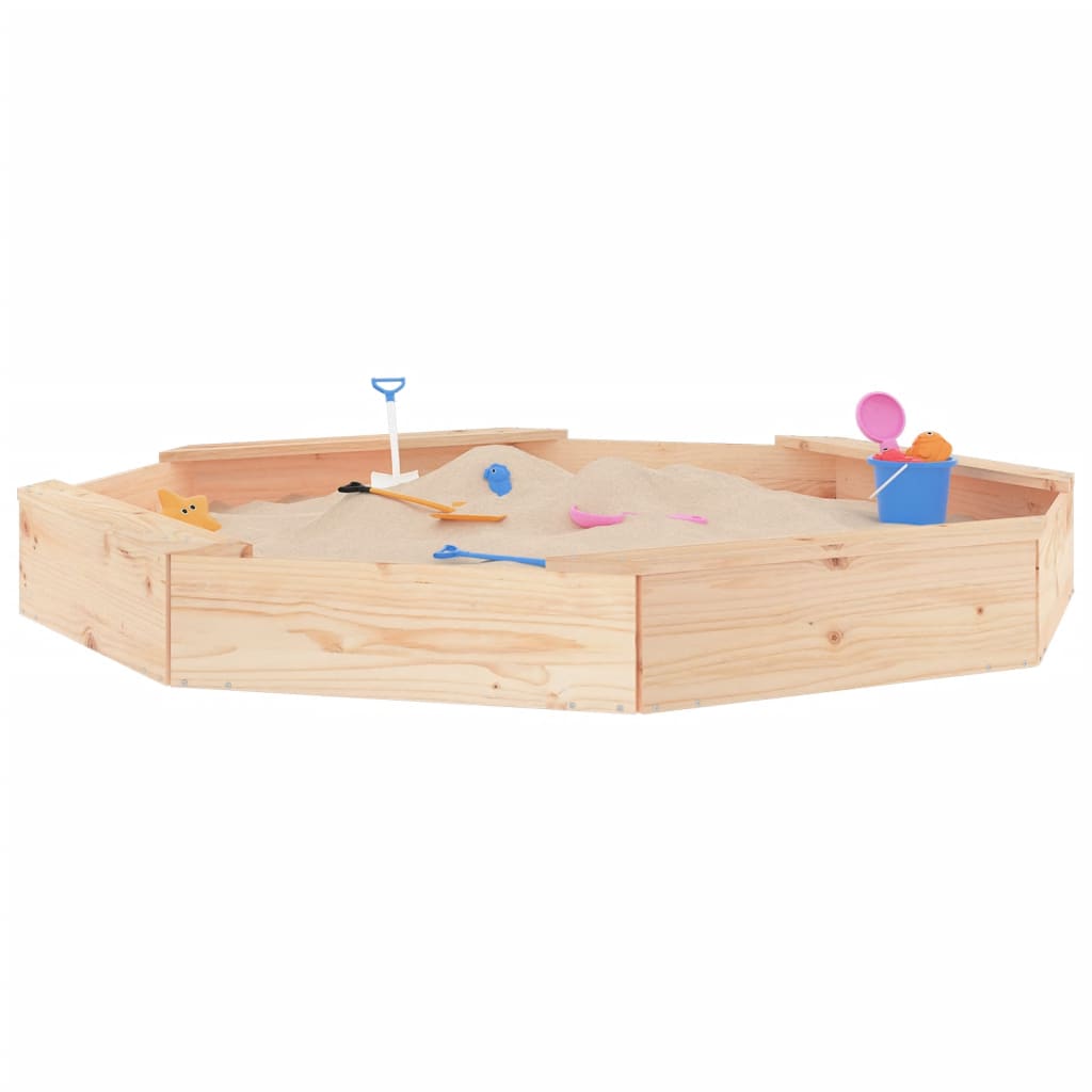 vidaXL Cutie de nisip cu scaune octogonale, lemn masiv de pin vidaXL Cutie de nisip cu scaune octogonale, lemn masiv de pin
