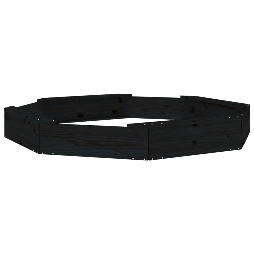 vidaXL Cutie de nisip cu scaune octogonale, negru, lemn masiv de pin vidaXL Cutie de nisip cu scaune octogonale, negru, lemn masiv de pin