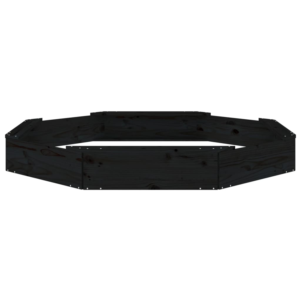 vidaXL Cutie de nisip cu scaune octogonale, negru, lemn masiv de pin vidaXL Cutie de nisip cu scaune octogonale, negru, lemn masiv de pin