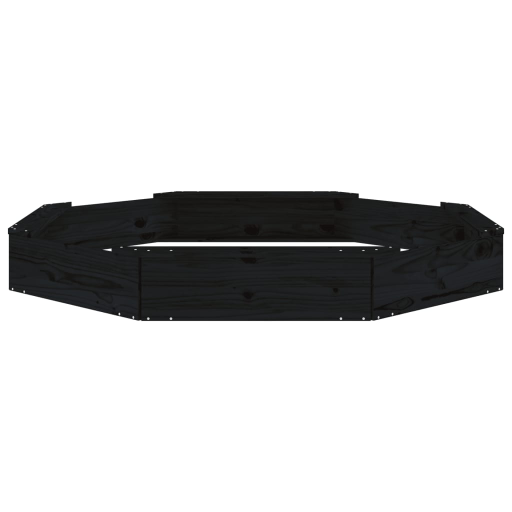 vidaXL Cutie de nisip cu scaune octogonale, negru, lemn masiv de pin vidaXL Cutie de nisip cu scaune octogonale, negru, lemn masiv de pin