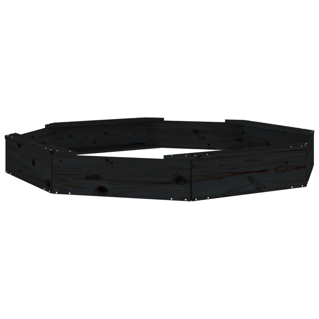 vidaXL Cutie de nisip cu scaune octogonale, negru, lemn masiv de pin vidaXL Cutie de nisip cu scaune octogonale, negru, lemn masiv de pin