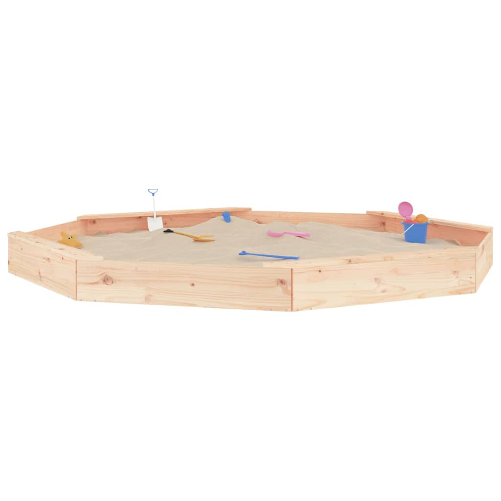 vidaXL Cutie de nisip cu scaune octogonale, lemn masiv de pin vidaXL Cutie de nisip cu scaune octogonale, lemn masiv de pin