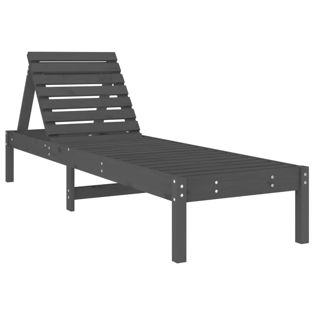 vidaXL Șezlonguri, 2 buc., gri, 199,5x60x74 cm, lemn masiv pin vidaXL Șezlonguri, 2 buc., gri, 199,5x60x74 cm, lemn masiv pin