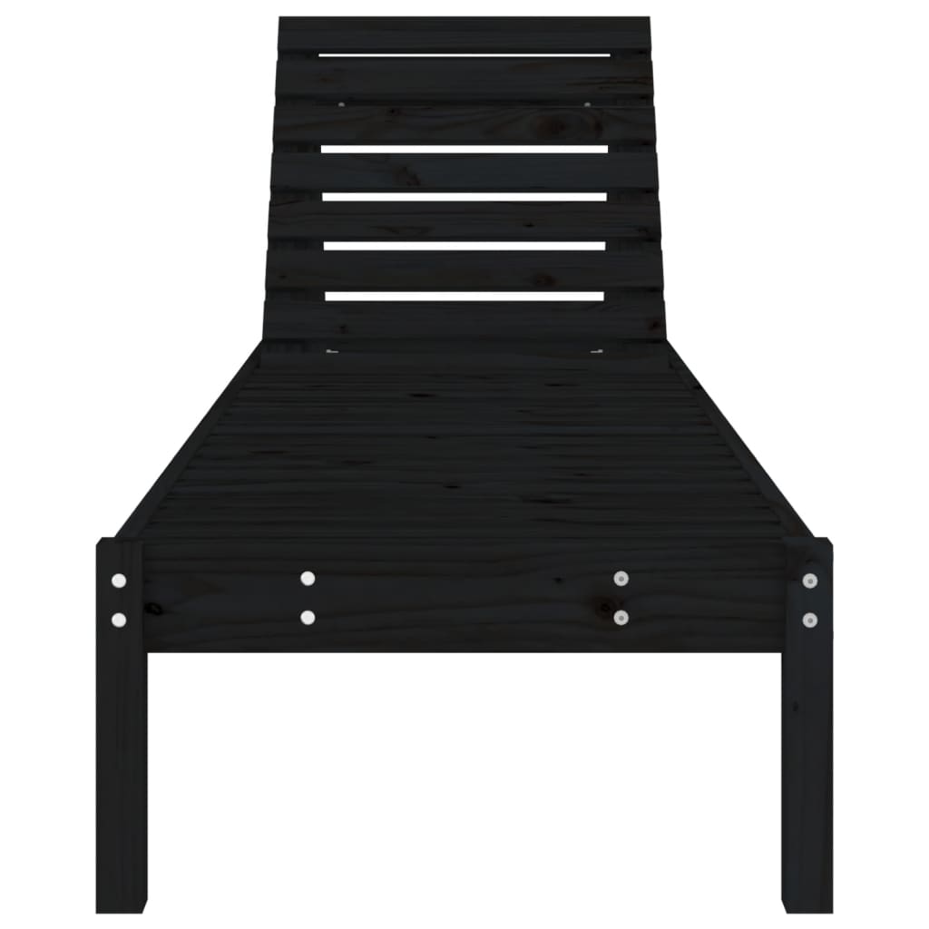 vidaXL Șezlonguri, 2 buc., negru, 199,5x60x74 cm, lemn masiv pin vidaXL Șezlonguri, 2 buc., negru, 199,5x60x74 cm, lemn masiv pin