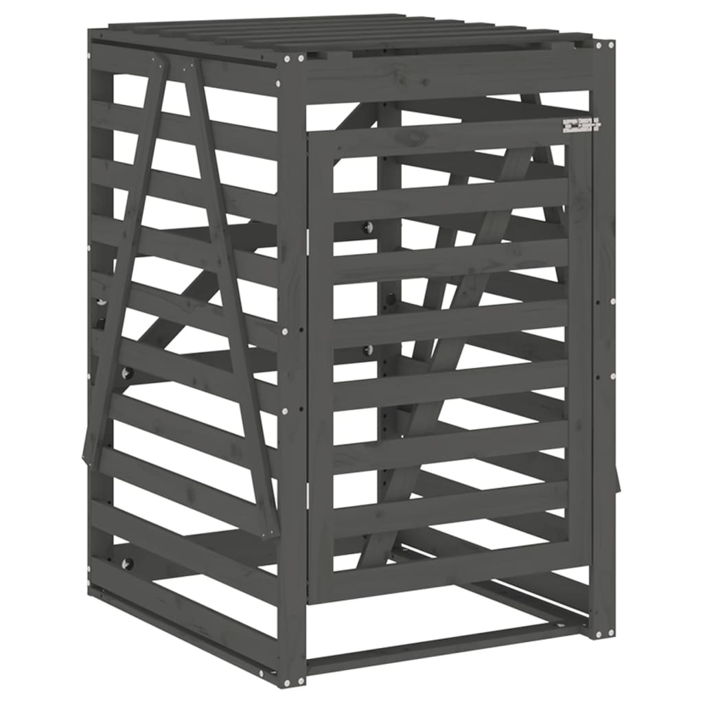 vidaXL Depozitare coș de gunoi, gri, 84x90x128,5 cm, lemn masiv de pin vidaXL Depozitare coș de gunoi, gri, 84x90x128,5 cm, lemn masiv de pin
