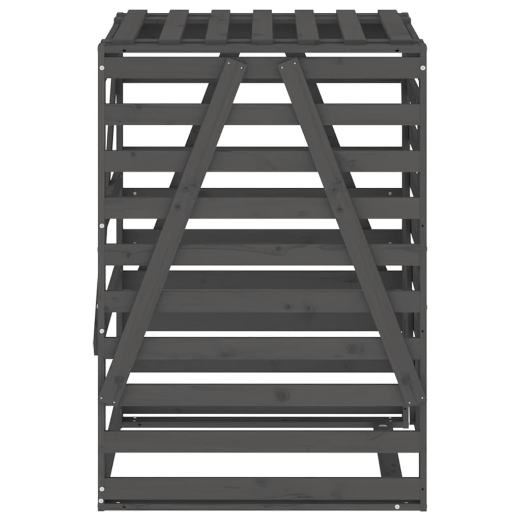 vidaXL Depozitare coș de gunoi, gri, 84x90x128,5 cm, lemn masiv de pin vidaXL Depozitare coș de gunoi, gri, 84x90x128,5 cm, lemn masiv de pin