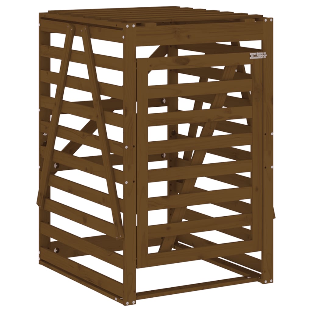 vidaXL Depozitare pubelă gunoi, maro, 84x90x128,5 cm lemn masiv de pin