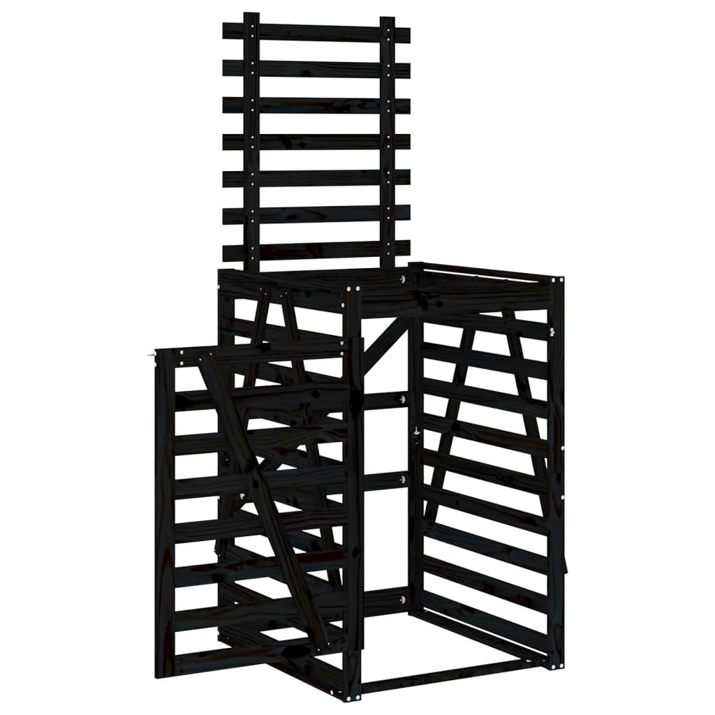 vidaXL Depozitare coș de gunoi negru 84x90x128,5 cm lemn masiv de pin vidaXL Depozitare coș de gunoi negru 84x90x128,5 cm lemn masiv de pin