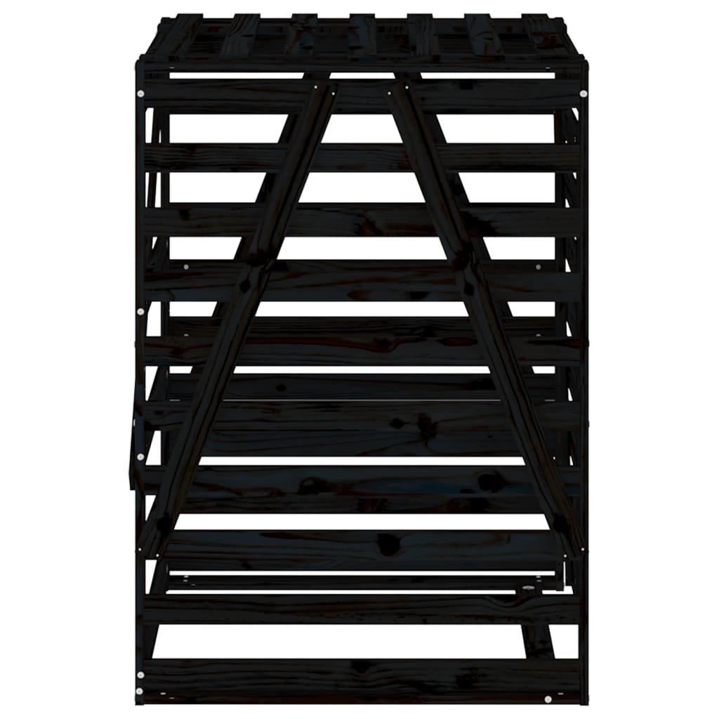 vidaXL Depozitare coș de gunoi negru 84x90x128,5 cm lemn masiv de pin vidaXL Depozitare coș de gunoi negru 84x90x128,5 cm lemn masiv de pin