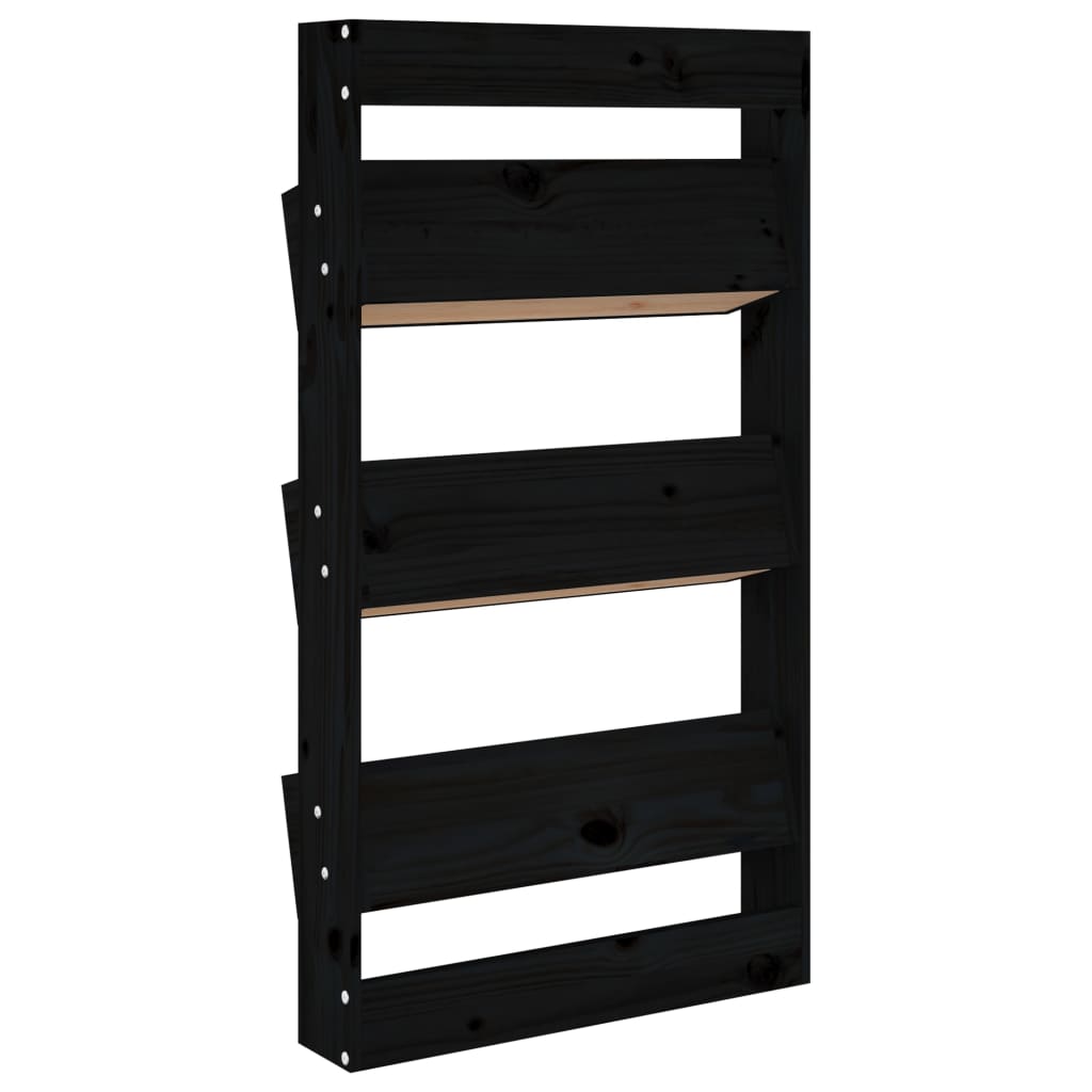 vidaXL Jardinieră de perete cu 3 niveluri negru 60x18,5x110cm lemn pin vidaXL Jardinieră de perete cu 3 niveluri negru 60x18,5x110cm lemn pin