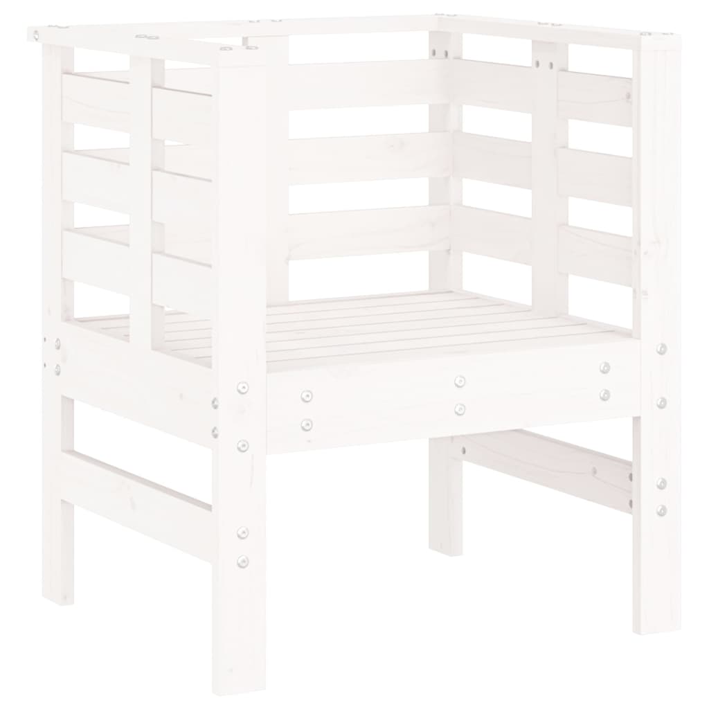 vidaXL Scaune de grădină, 2 buc., alb, 61,5x53x71 cm, lemn masiv pin