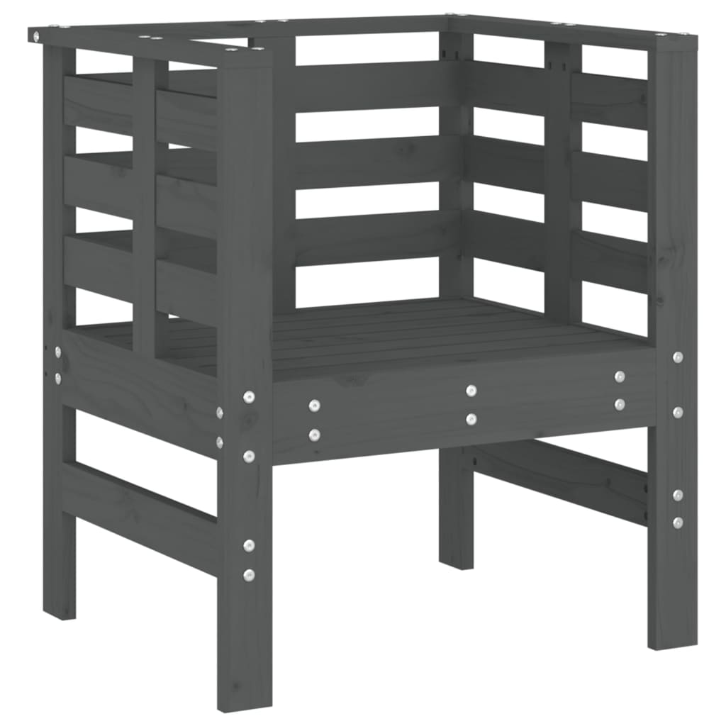 vidaXL Scaune de grădină, 2 buc., gri, 61,5x53x71 cm, lemn masiv pin