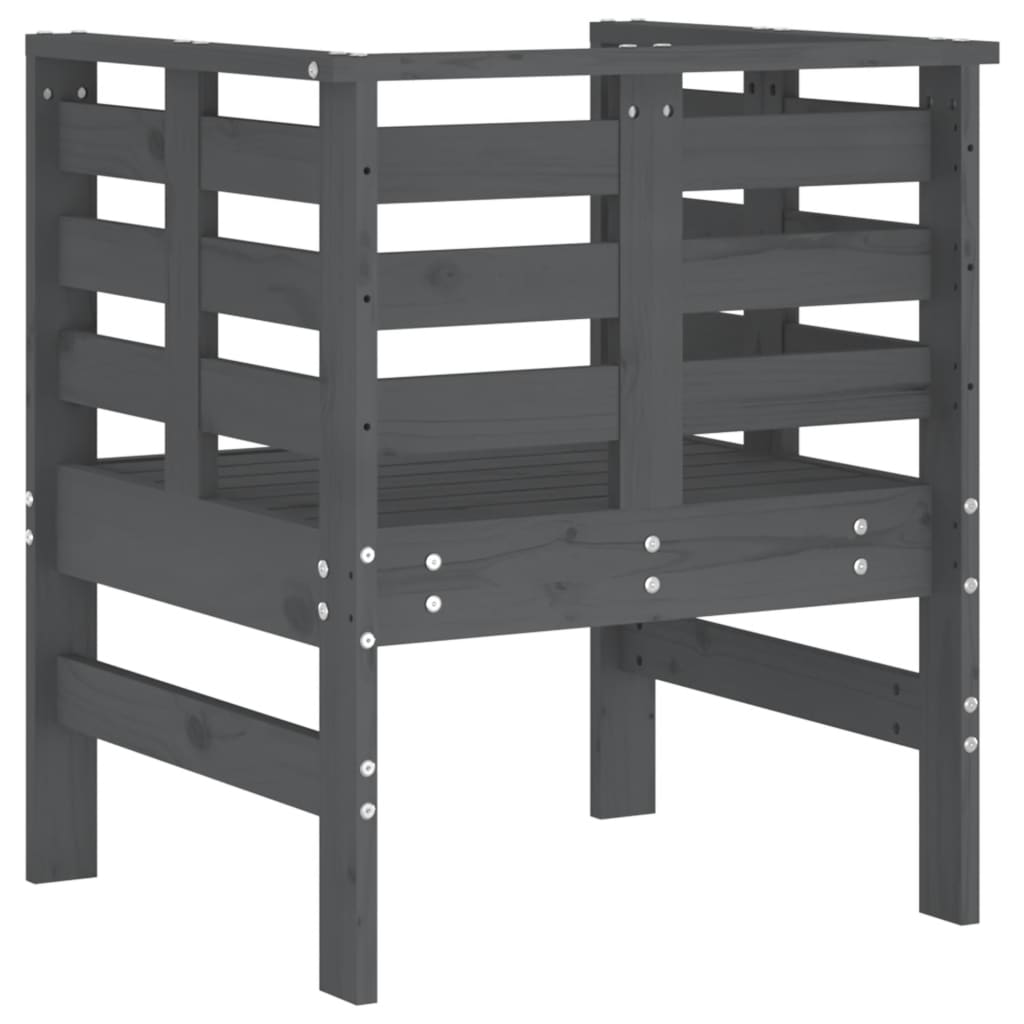 vidaXL Scaune de grădină, 2 buc., gri, 61,5x53x71 cm, lemn masiv pin