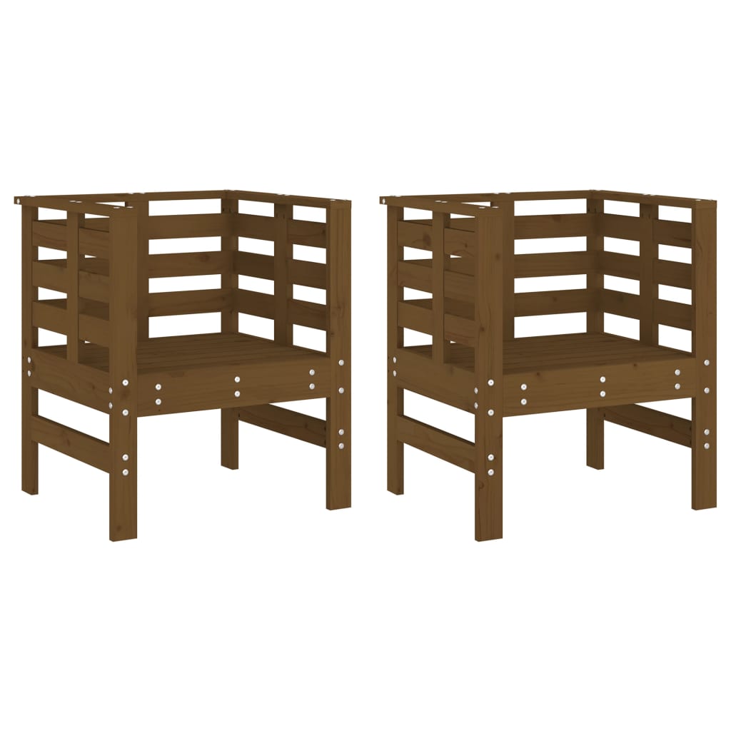 vidaXL Scaune grădină, 2 buc., maro miere 61,5x53x71 cm lemn masiv pin vidaXL Scaune grădină, 2 buc., maro miere 61,5x53x71 cm lemn masiv pin