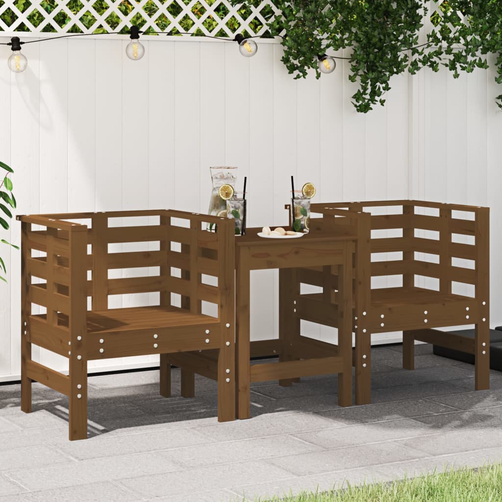 vidaXL Scaune grădină, 2 buc., maro miere 61,5x53x71 cm lemn masiv pin vidaXL Scaune grădină, 2 buc., maro miere 61,5x53x71 cm lemn masiv pin