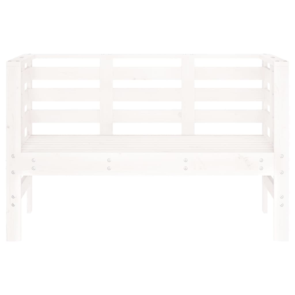 vidaXL Bancă de grădină, alb, 111,5x53x71 cm, lemn masiv de pin