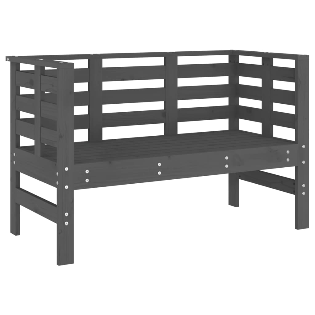 vidaXL Bancă de grădină, gri, 111,5x53x71 cm, lemn masiv de pin