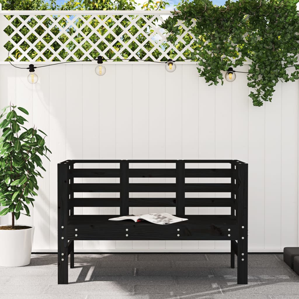 vidaXL Bancă de grădină, negru, 111,5x53x71 cm, lemn masiv de pin vidaXL Bancă de grădină, negru, 111,5x53x71 cm, lemn masiv de pin