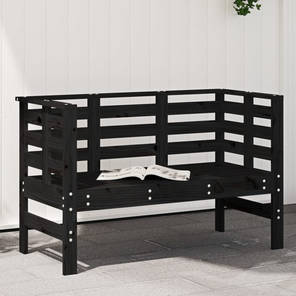 vidaXL Bancă de grădină, negru, 111,5x53x71 cm, lemn masiv de pin vidaXL Bancă de grădină, negru, 111,5x53x71 cm, lemn masiv de pin