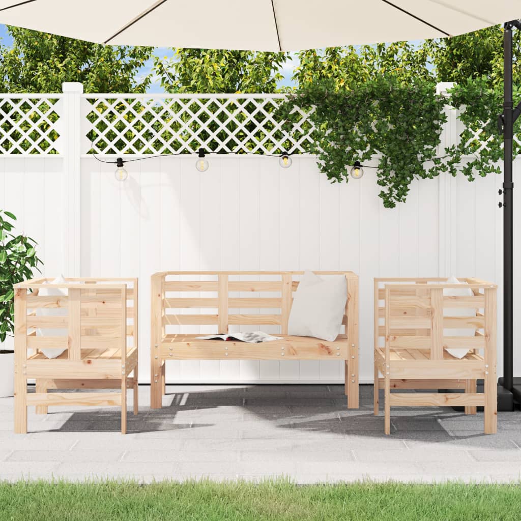 vidaXL Set mobilier de grădină, 3 piese, lemn masiv de pin vidaXL Set mobilier de grădină, 3 piese, lemn masiv de pin