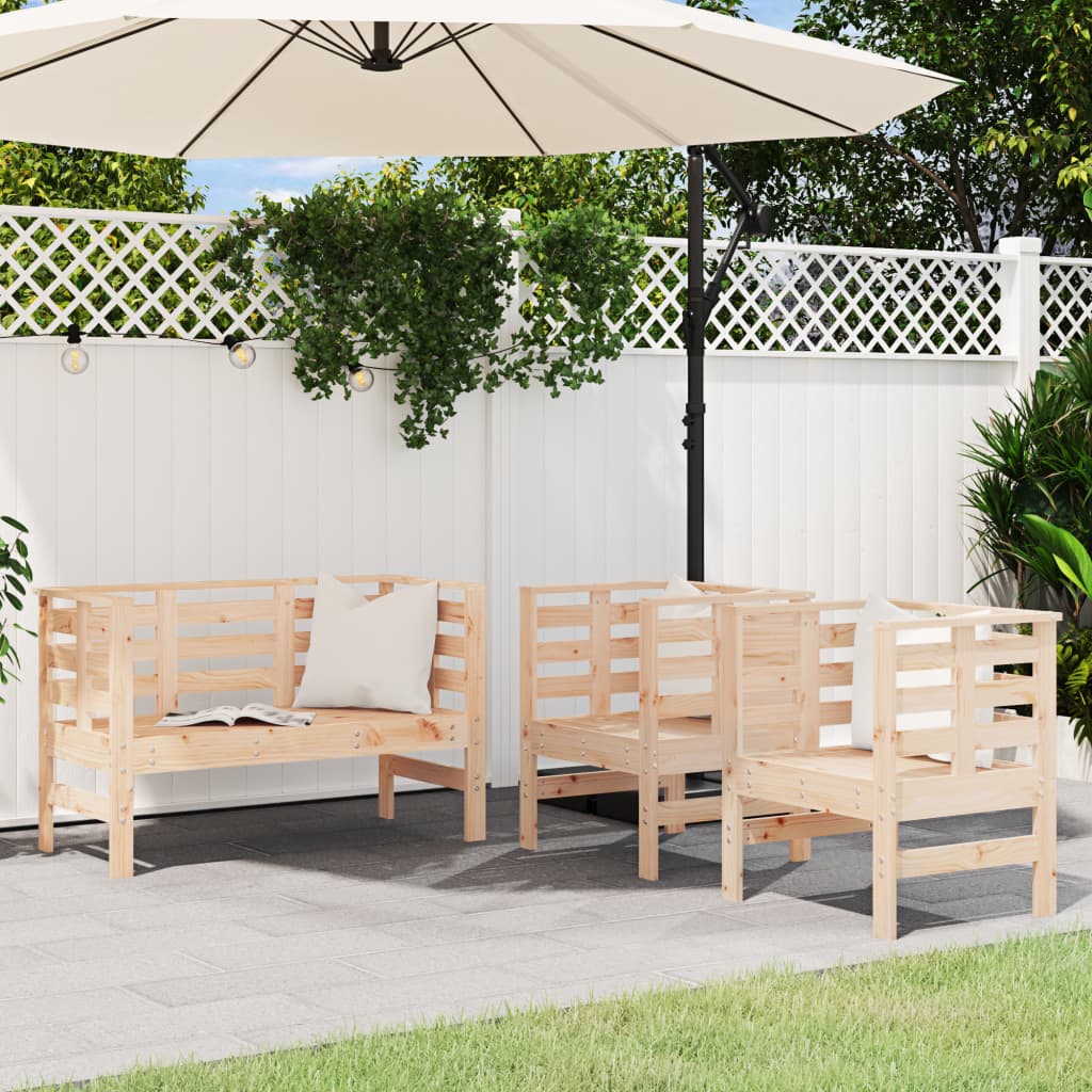 vidaXL Set mobilier de grădină, 3 piese, lemn masiv de pin vidaXL Set mobilier de grădină, 3 piese, lemn masiv de pin