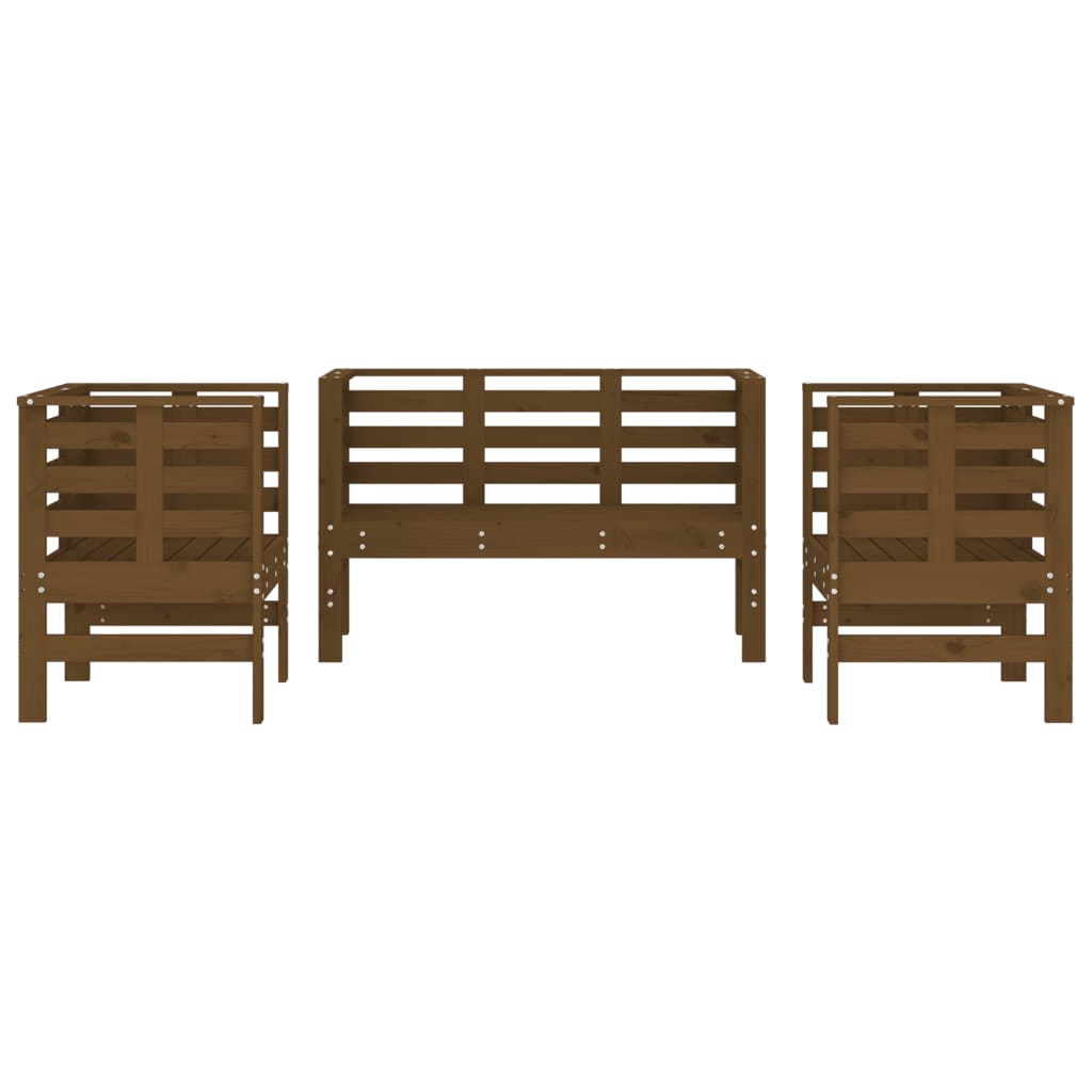 vidaXL Set mobilier de grădină, 3 piese, maro miere, lemn masiv de pin vidaXL Set mobilier de grădină, 3 piese, maro miere, lemn masiv de pin