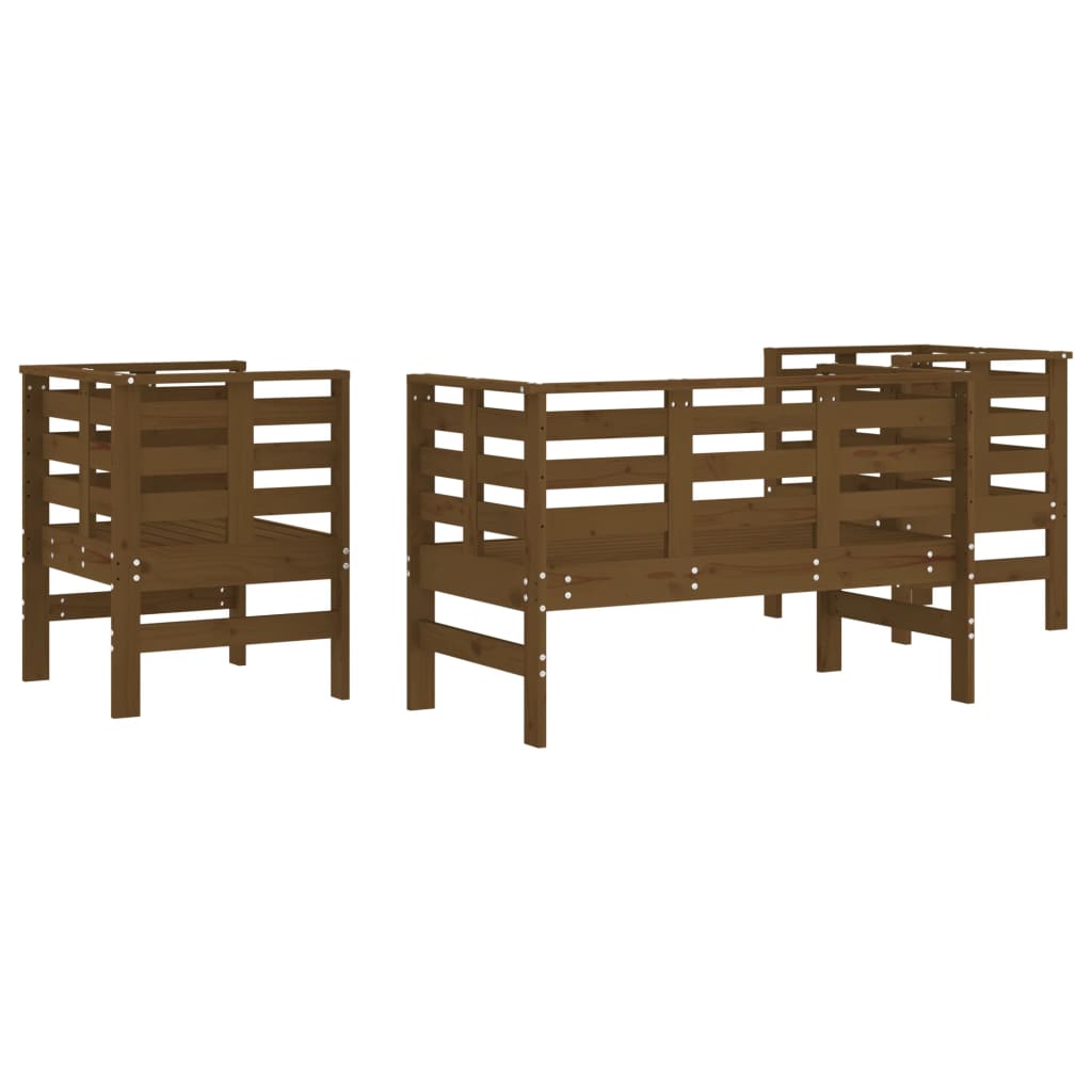 vidaXL Set mobilier de grădină, 3 piese, maro miere, lemn masiv de pin vidaXL Set mobilier de grădină, 3 piese, maro miere, lemn masiv de pin