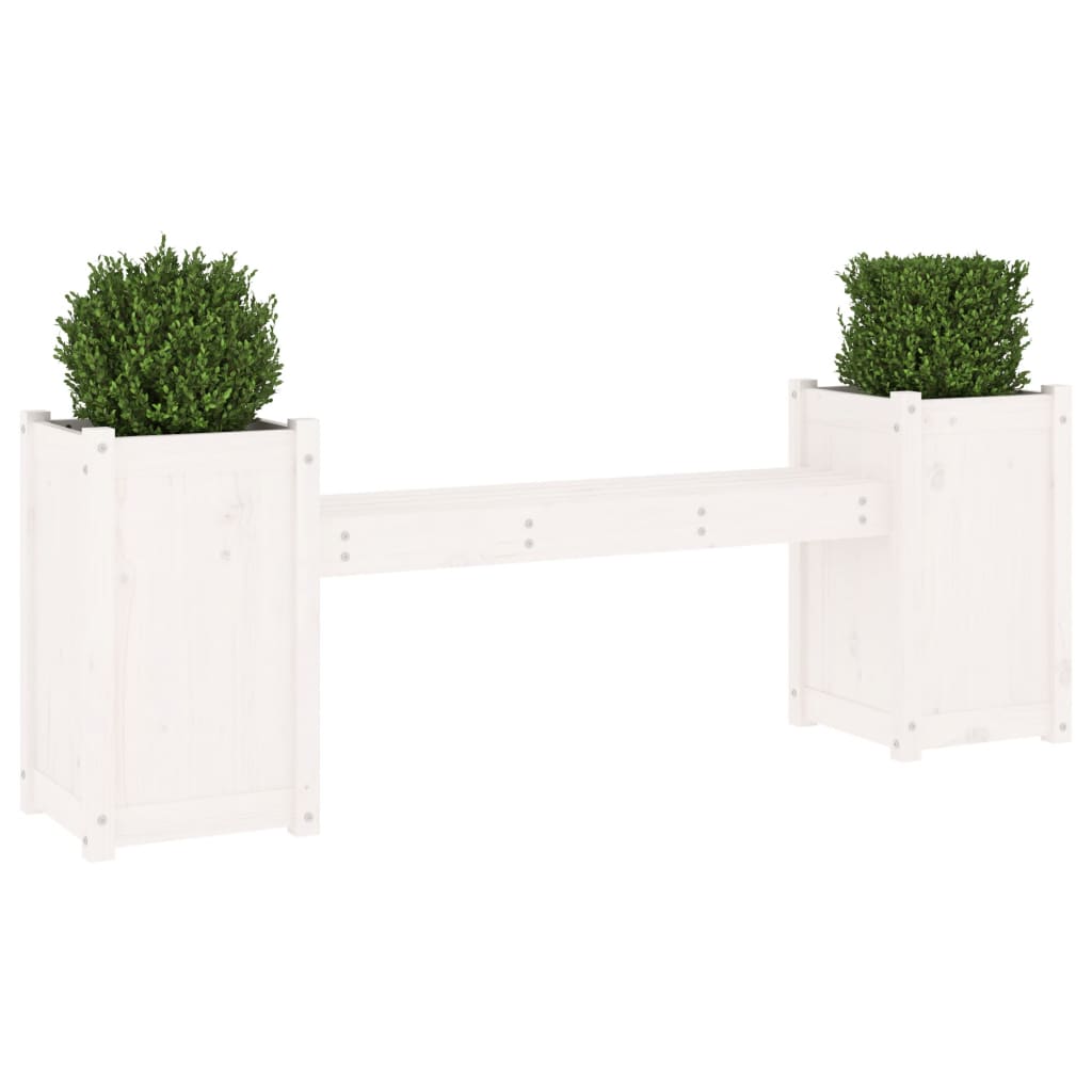 vidaXL Banchetă cu jardiniere, alb, 180x36x63 cm, lemn masiv de pin