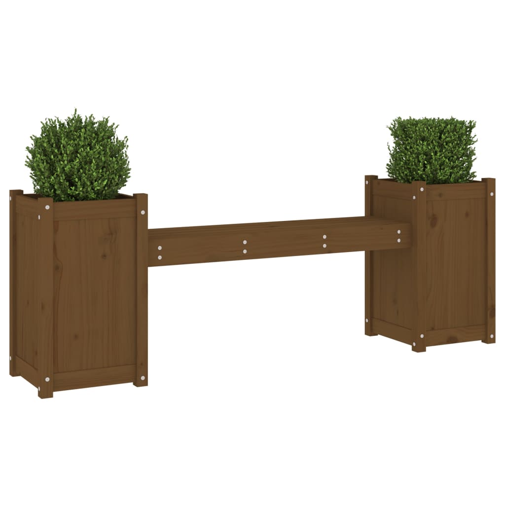 vidaXL Banchetă cu jardiniere, maro miere, 180x36x63cm, lemn masiv pin