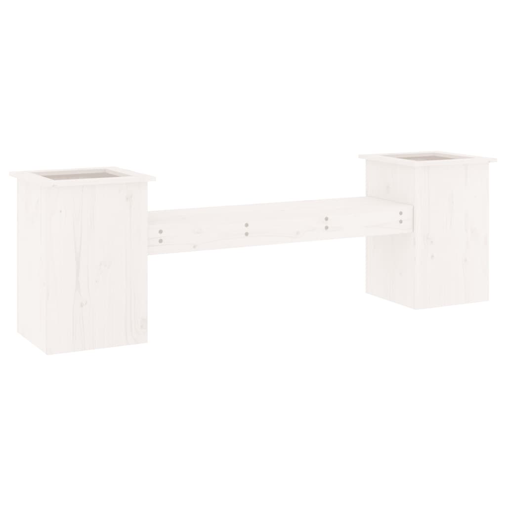 vidaXL Jardinieră bancă, alb, 184,5x39,5x56,5 cm, lemn masiv de pin