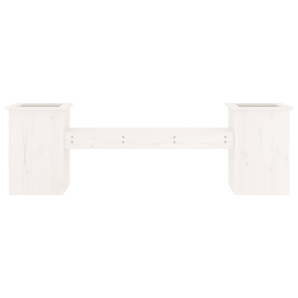 vidaXL Jardinieră bancă, alb, 184,5x39,5x56,5 cm, lemn masiv de pin