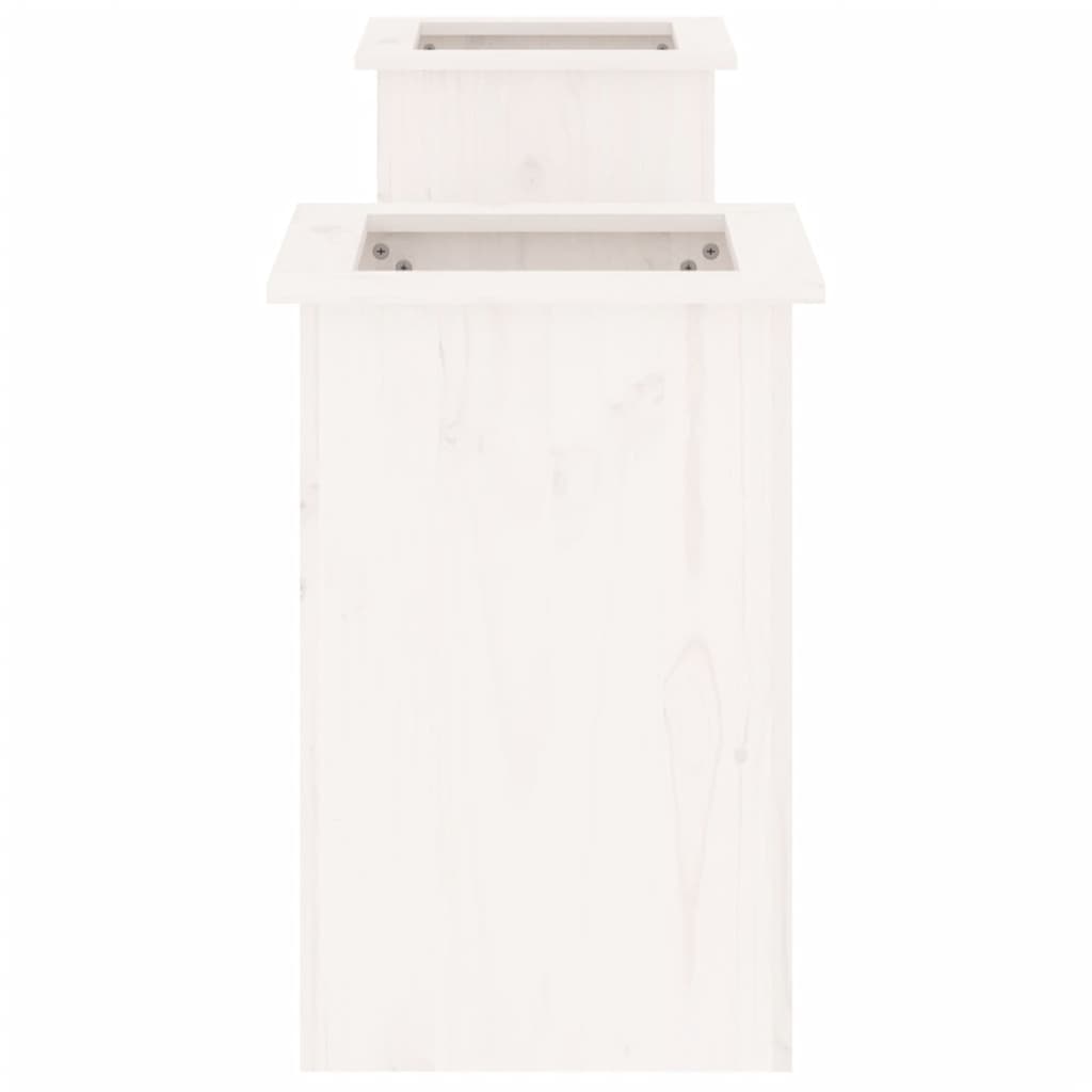 vidaXL Jardinieră bancă, alb, 184,5x39,5x56,5 cm, lemn masiv de pin