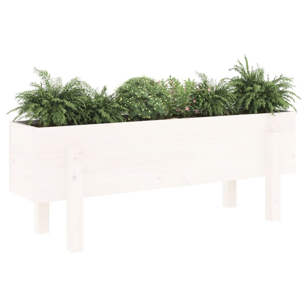 vidaXL Strat înălțat de grădină, alb, 101x30x38 cm, lemn masiv de pin vidaXL Strat înălțat de grădină, alb, 101x30x38 cm, lemn masiv de pin
