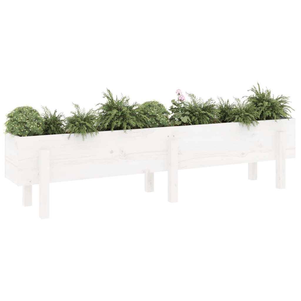 vidaXL Strat înălțat de grădină, alb, 160x30x38 cm, lemn masiv de pin vidaXL Strat înălțat de grădină, alb, 160x30x38 cm, lemn masiv de pin