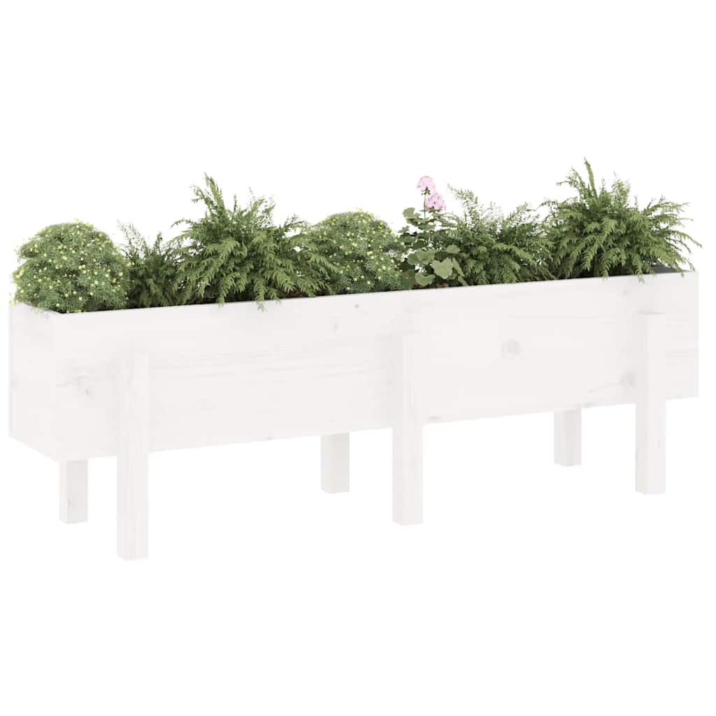 vidaXL Strat înălțat de grădină, alb, 121x30x38 cm, lemn masiv de pin vidaXL Strat înălțat de grădină, alb, 121x30x38 cm, lemn masiv de pin