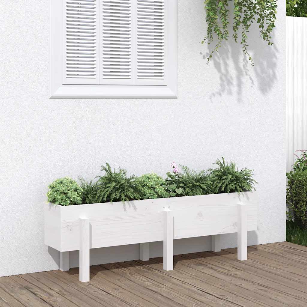 vidaXL Strat înălțat de grădină, alb, 121x30x38 cm, lemn masiv de pin vidaXL Strat înălțat de grădină, alb, 121x30x38 cm, lemn masiv de pin