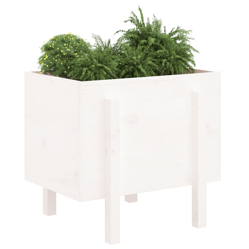 vidaXL Jardinieră de grădină, alb, 62x50x57 cm, lemn masiv de pin vidaXL Jardinieră de grădină, alb, 62x50x57 cm, lemn masiv de pin