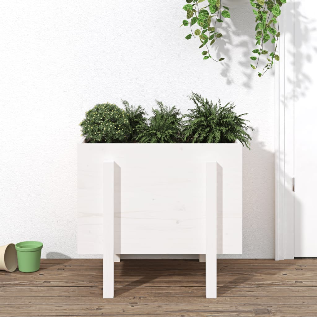 vidaXL Jardinieră de grădină, alb, 62x50x57 cm, lemn masiv de pin vidaXL Jardinieră de grădină, alb, 62x50x57 cm, lemn masiv de pin