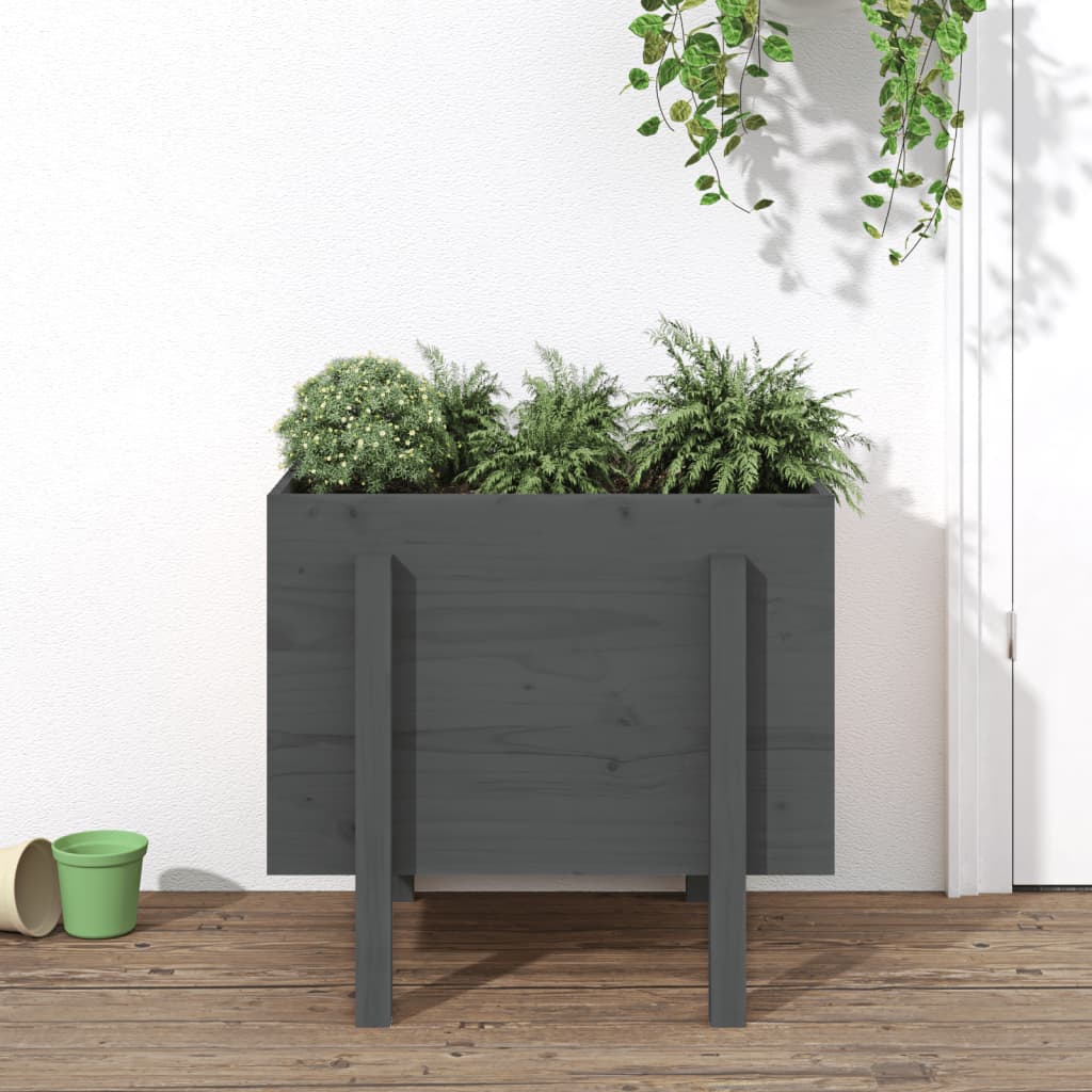 vidaXL Jardinieră de grădină, gri, 62x50x57 cm, lemn masiv pin vidaXL Jardinieră de grădină, gri, 62x50x57 cm, lemn masiv pin