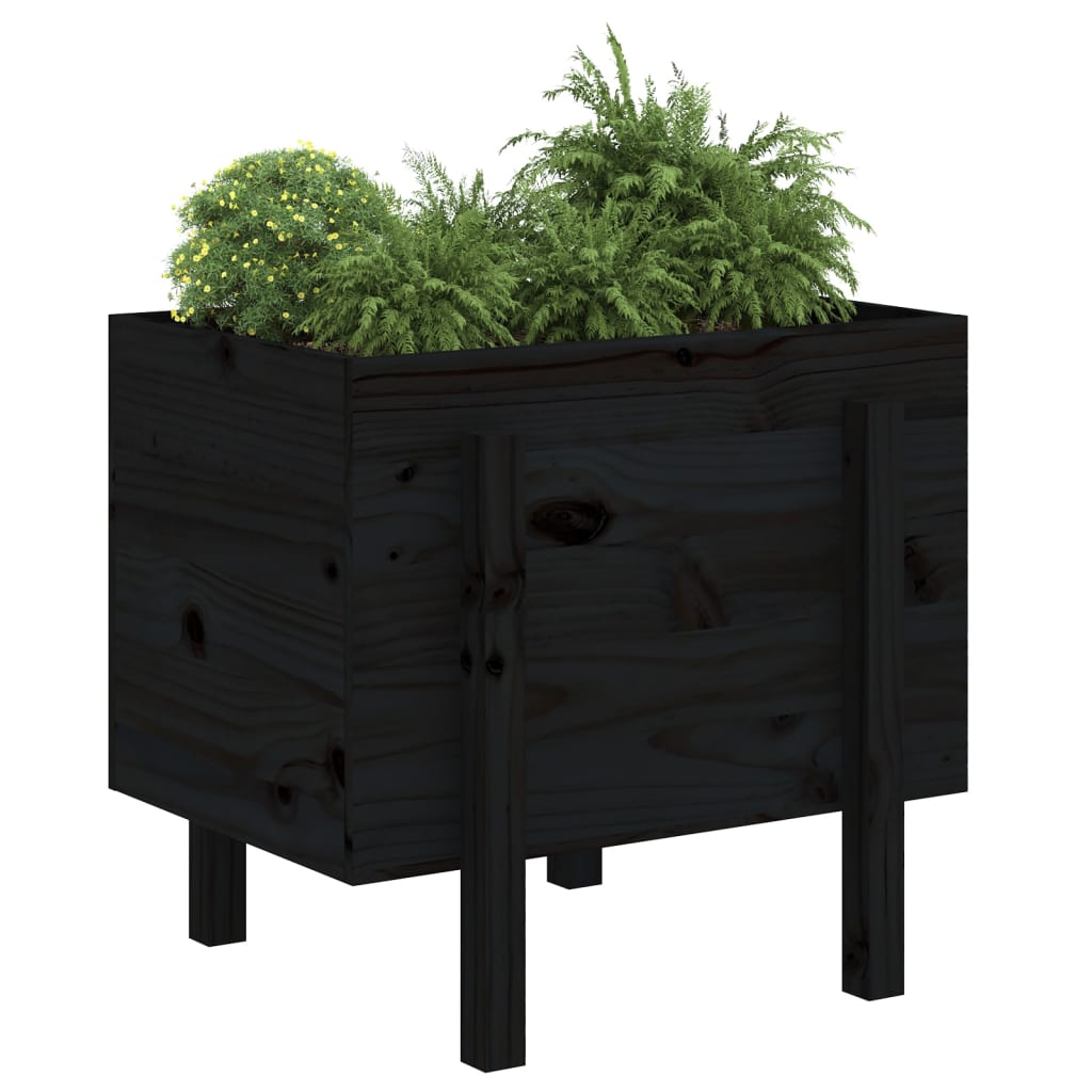 vidaXL Jardinieră de grădină, negru, 62x50x57 cm, lemn masiv pin