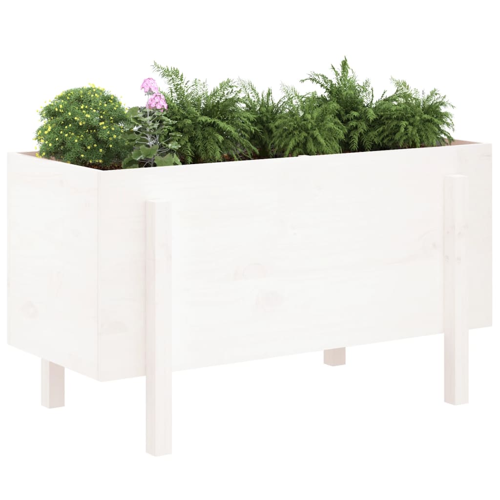 vidaXL Strat înălțat de grădină, alb, 101x50x57 cm, lemn masiv de pin vidaXL Strat înălțat de grădină, alb, 101x50x57 cm, lemn masiv de pin