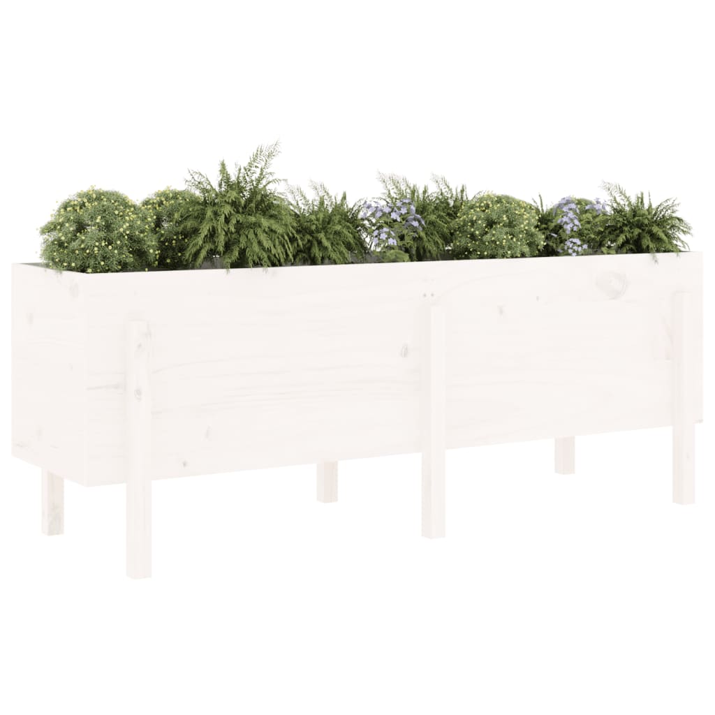 vidaXL Strat înălțat de grădină, alb, 160x50x57 cm, lemn masiv de pin vidaXL Strat înălțat de grădină, alb, 160x50x57 cm, lemn masiv de pin