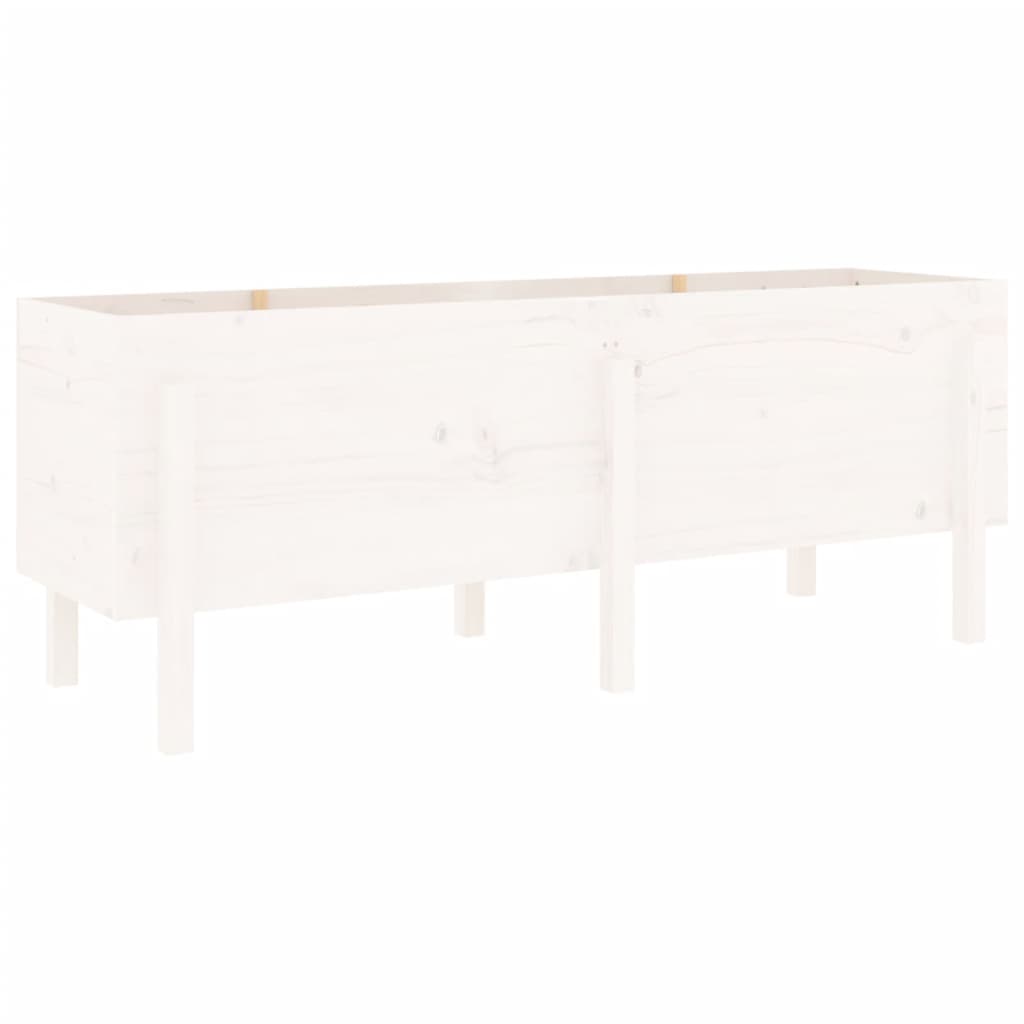 vidaXL Strat înălțat de grădină, alb, 160x50x57 cm, lemn masiv de pin vidaXL Strat înălțat de grădină, alb, 160x50x57 cm, lemn masiv de pin