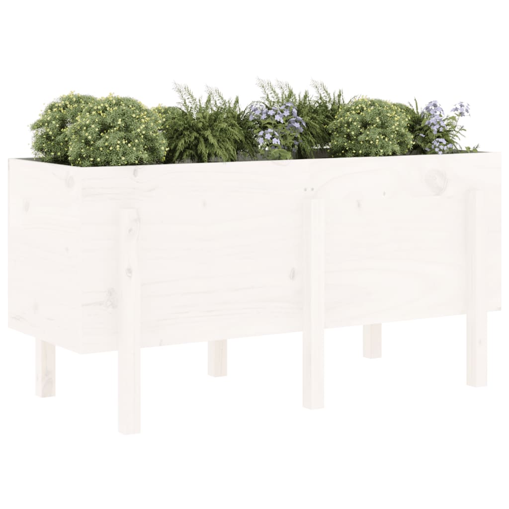 vidaXL Strat înălțat de grădină, alb, 121x50x57 cm, lemn masiv de pin vidaXL Strat înălțat de grădină, alb, 121x50x57 cm, lemn masiv de pin