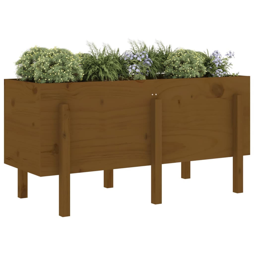 vidaXL Strat înălțat de grădină maro miere 121x50x57 cm lemn masiv pin