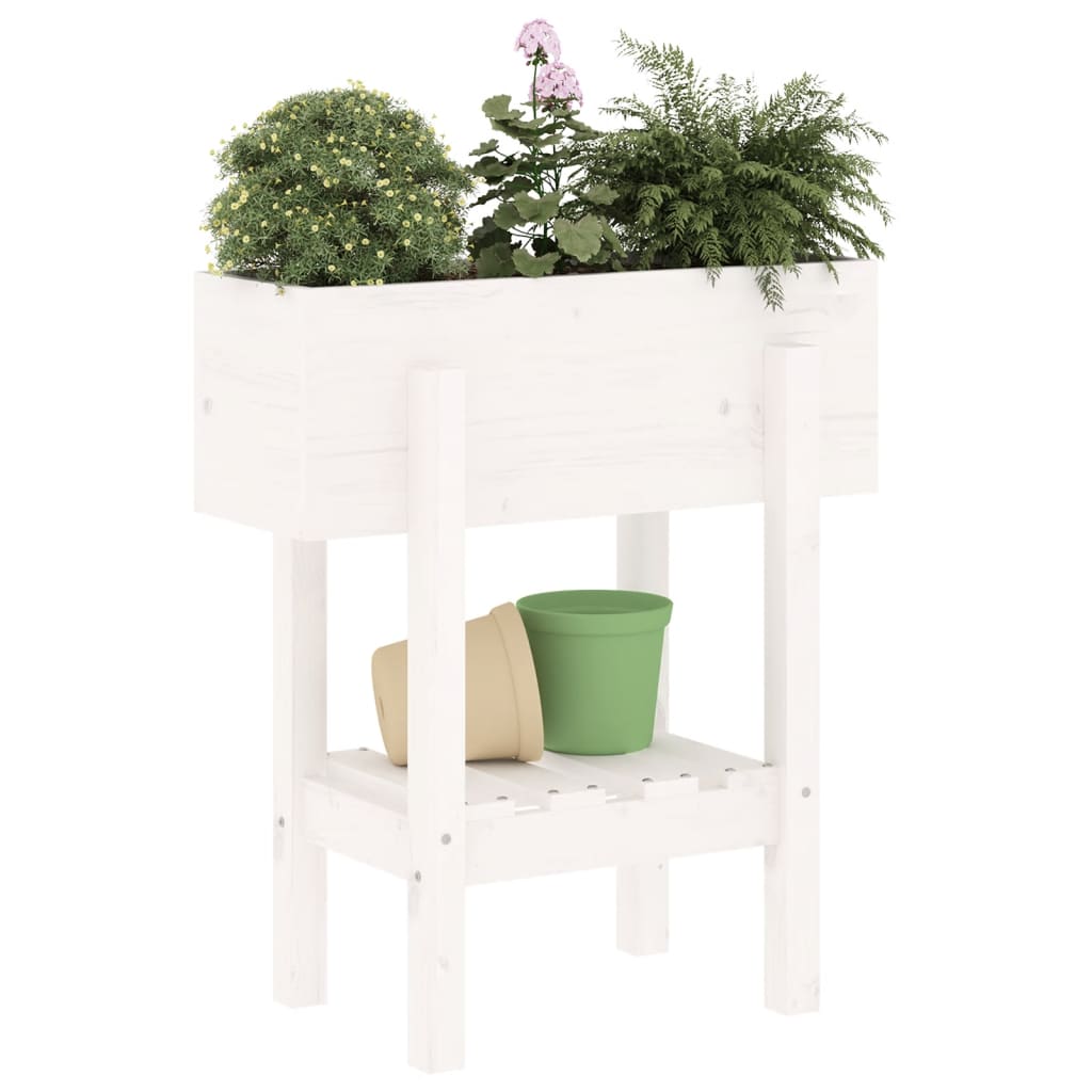 vidaXL Jardinieră de grădină, alb, 62x30x69 cm, lemn masiv de pin vidaXL Jardinieră de grădină, alb, 62x30x69 cm, lemn masiv de pin