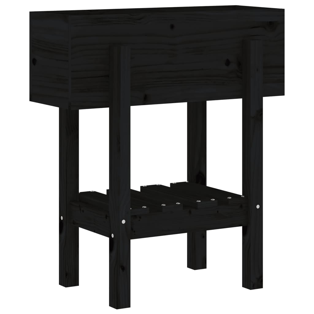 vidaXL Jardinieră de grădină, negru, 62x30x69 cm, lemn masiv pin