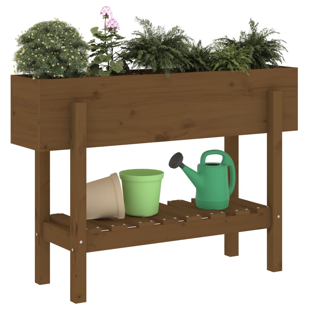 vidaXL Strat înălțat de grădină maro miere 101x30x69 cm lemn masiv pin vidaXL Strat înălțat de grădină maro miere 101x30x69 cm lemn masiv pin