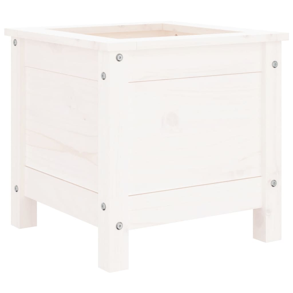 vidaXL Jardinieră de grădină, alb, 40x40x39 cm, lemn masiv de pin vidaXL Jardinieră de grădină, alb, 40x40x39 cm, lemn masiv de pin